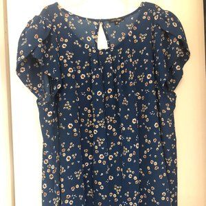Stitch Fix brand PaperMoon 2X blouse cap sleeves deep turquoise floral